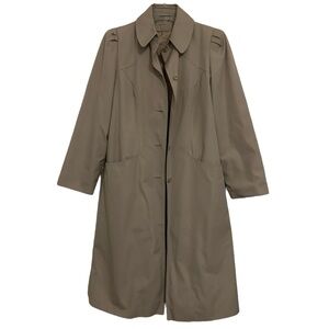 PORTRAIT Khaki Long Sleeve Puff Shoulder Button Front Trench Coat